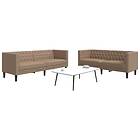 vidaXL Soffgrupp chesterfield 2 delar cappuccino konstläder