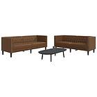 vidaXL Soffgrupp chesterfield 2 delar brun konstmocka