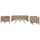 vidaXL Soffgrupp chesterfield 3 delar cappuccino konstläder