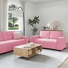 vidaXL Soffgrupp med dynor 3 delar rosa sammet