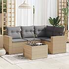vidaXL Soffgrupp för trädgården med dynor 5 delar beige konstrotting 3251256