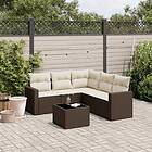 vidaXL Loungegrupp för trädgården m dynor 6 delar brun konstrotting 3251300