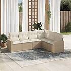 vidaXL Soffgrupp för trädgården med dynor 6 delar beige konstrotting 3251345