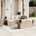 vidaXL Soffgrupp för trädgård med dynor 10 delar beige konstrotting 3261288