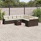 vidaXL Loungegrupp för trädgården 11 delar brun konstrotting 3251860