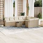 vidaXL Soffgrupp för trädgård med dynor 10 delar beige konstrotting 3251785