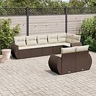 vidaXL Loungegrupp för trädgården med dynor 8 delar brun konstrotting 3221622