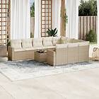 vidaXL Loungegrupp för trädgården m. dynor 11 delar beige konstrotting 3251835