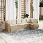 vidaXL Matgrupp för trädgården med dynor 7 delar beige konstrotting 3221787