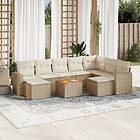 vidaXL Soffgrupp för trädgård med dynor 10 delar beige konstrotting 3224406