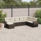 vidaXL Loungegrupp för trädgården med dynor 8 delar brun konstrotting 3221762