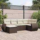 vidaXL Loungegrupp för trädgården m dynor 6 delar brun konstrotting 3221662