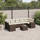 vidaXL Loungegrupp för trädgården med dynor 8 delar brun konstrotting 3222342