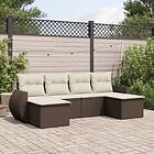 vidaXL Loungegrupp för trädgården m dynor 6 delar brun konstrotting 3221722