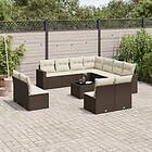 vidaXL Loungegrupp för trädgården med dynor 12 delar konstrotting brun 3251480