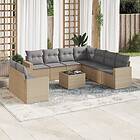 vidaXL Soffgrupp för trädgård med dynor 10 delar beige konstrotting 3251496