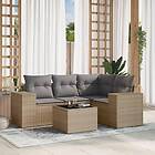 vidaXL Soffgrupp för trädgården med dynor 5 delar beige konstrotting 3222518
