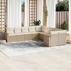 vidaXL Soffgrupp för trädgård med dynor 10 delar beige konstrotting 3251845