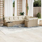 vidaXL Soffgrupp för trädgård med dynor 10 delar beige konstrotting 3251795