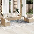 vidaXL Matgrupp för trädgården med dynor 8 delar beige konstrotting 3251185