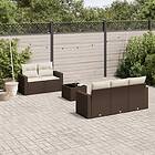 vidaXL Loungegrupp för trädgården m dynor 6 delar brun konstrotting 3251040