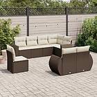 vidaXL Loungegrupp för trädgården med dynor 8 delar brun konstrotting 3221642