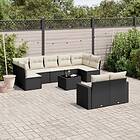 vidaXL Loungegrupp 10 delar med svarta dynor konstrotting 3251763