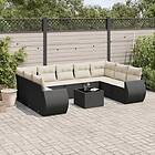 vidaXL Loungegrupp 10 delar med svarta dynor konstrotting 3221805
