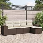 vidaXL Loungegrupp för trädgården med dynor 5 delar brun konstrotting 3222492
