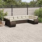 vidaXL Loungegrupp 10 delar med brun dynor konstrotting 3221872