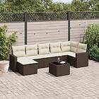 vidaXL Loungegrupp för trädgården med dynor 8 delar brun konstrotting 3251630