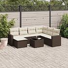 vidaXL Loungegrupp för trädgården med dynor 8 delar brun konstrotting 3251650