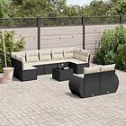 vidaXL Loungegrupp 10 delar med svarta dynor konstrotting 3221825