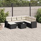 vidaXL Loungegrupp för trädgården med dynor 8 delar svart konstrotting 3251643