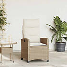 vidaXL Fällbar trädgårdsstol med sidobord beige konstrotting 4108272