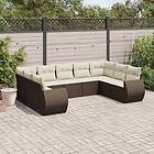 vidaXL Loungegrupp för trädgården med dynor 9 delar konstrotting brun 3221802
