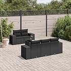 vidaXL Loungegrupp med dynor 6 delar svart konstrotting 3222294