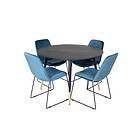 Venture Home Dipp Matgrupp 115 cm Rund med 4 Muce stolar Svart Matgrupper Blå,Svart,Guld