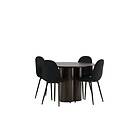 Venture Home Olivia Matgrupp 110 cm Rund med 4 Polar stolar Svart Matgrupper Brun,Svart