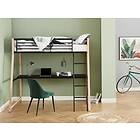 Vente Unique Lit mezzanine MALICIA 90 x 190 cm bureau intégré Noir et chêne