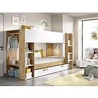 Vente Unique Lits superposés 2 x 90 x 200 cm avec rangements et penderie Blanc et naturel Matelas OZANA
