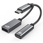 NÖRDIC USB-C hub 2 portar 1x USB-A 2,0 1x USB-C PD 3,0 60W