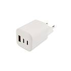 NÖRDIC Väggladdare 2xUSB-C 1xUSB-A 65W PD PPS