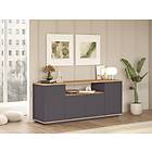 Vente Unique Buffet avec 4 portes et 1 étagère Anthracite et naturel LOTULA