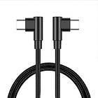 NÖRDIC Vinklad USB-C till vinklad USB-C kabel 60W för synkning och snabbladdning 1m