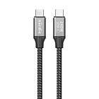 NÖRDIC 50cm USB-C till C nylonflätad kabel snabbladdning med PD3.1 240W 48V 5A m