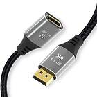 NÖRDIC 2m Displayport 1,4 förlängningskabel UHD 8K60Hz 4K144Hz 32,4Gbps 10-bit HDR dubbelskärmad