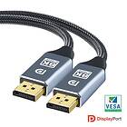 NÖRDIC CERTIFIED CABLES 2m nylonflätad Displayportkabel 1,4 UHD 8K60Hz 4K144Hz HBR3 32,4Gbps 10-bit HDR