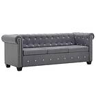 vidaXL Chesterfieldsoffa 3-sits sammet 199x75x72 cm grå 247144