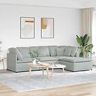 vidaXL Modulsoffa med fotpall och dynor sammet ljusgrå 3321309